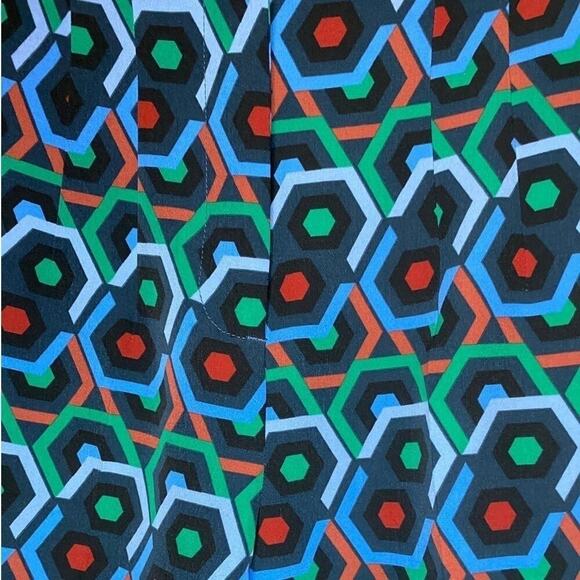 Zara Geometric Printed Blue Retro Multicolor Flare Pants Trousers High Waisted - Picture 5 of 5